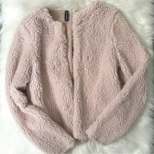 Light pink mauve crop Sherpa jacket [xs]